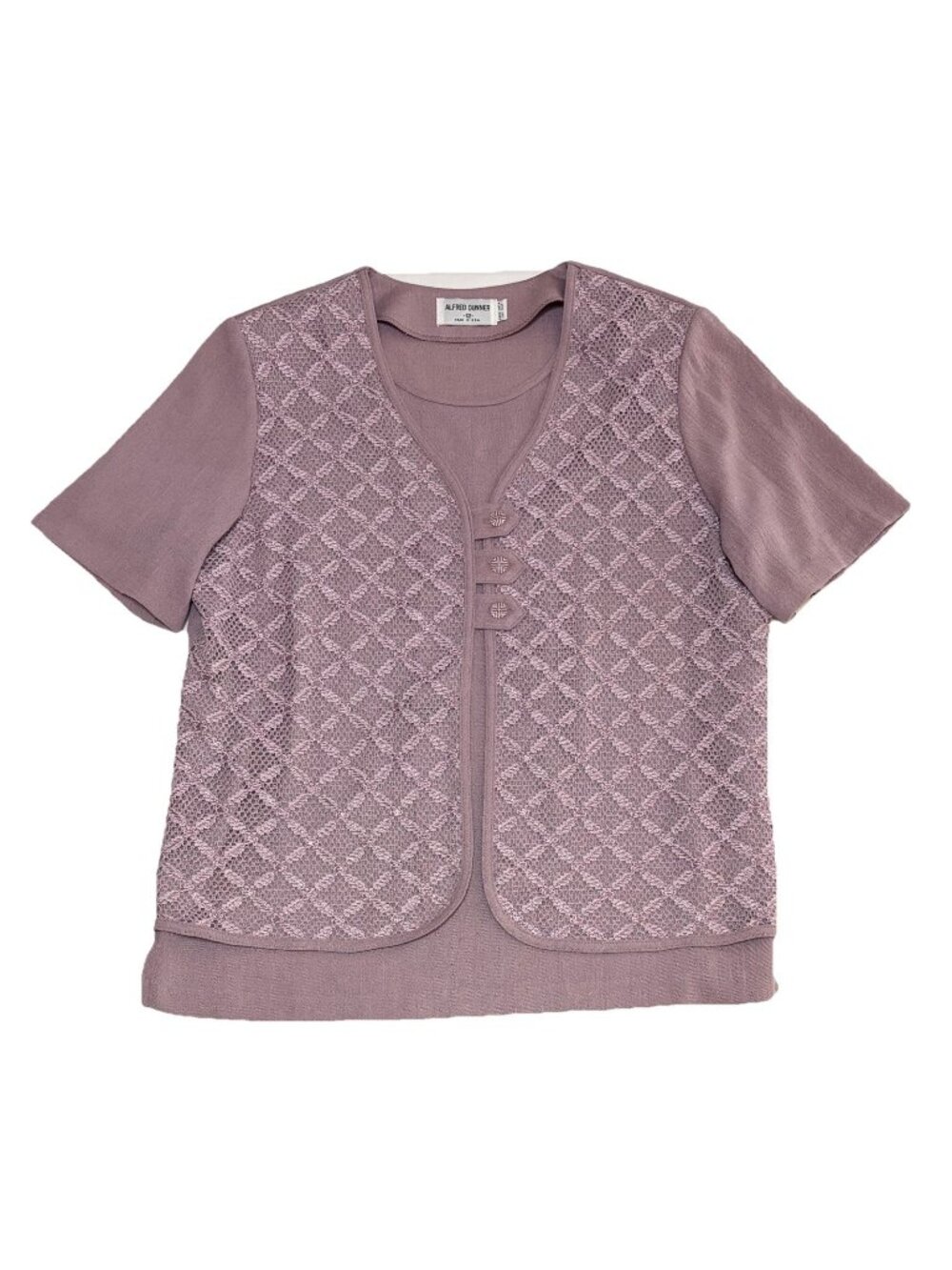 Alfred Dunner Short Sleeve Layered Effect Lavender Top w/Shoulder Pads Size 12